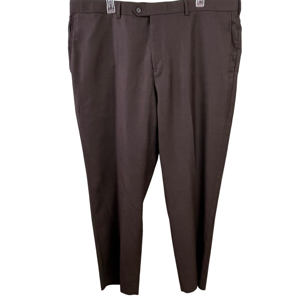 Coppley 1883 Brown Wool Dress Slacks Flat Front Trousers Canada 42x28